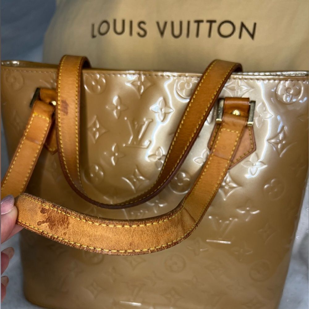 AUTH LOUIS VUITTON VERNIS BAG- tan/beige - Picture 10 of 15